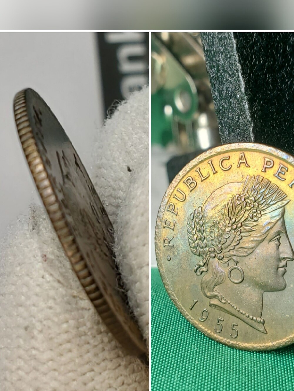 1955 Peru 20 Centavos - Stunning Natural Blue Toning - Picture 6 of 16